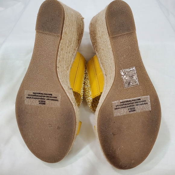 Karl Lagerfeld Yellow Celie Cut Out Sandals  Espadrille Wedge Comfortable Sz 8 - Picture 12 of 15